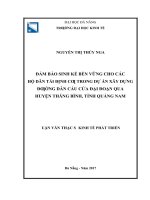 luận văn thạc sĩ  đảm bảo sinh kế bền vững cho các hộ dân tái định cư trong dự án xây dựng đường dẫn cầu cửa đại đoạn qua huyện thăng bình, tỉnh quảng nam 