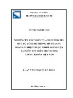 Nghiên cứu các nhân tố ảnh hưởng đến mức độ công bố thông tin của các doanh nghiệp thuộc nhóm ngành vận tải niêm yết trên thị trường chứng khoán việt nam 