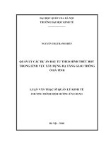 Quản lý các dự án đầu tư theo hình thức BOT trong lĩnh vực xây dựng hạ tầng giao thông ở hà tĩnh 