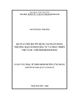 Quản lý rủi ro tín dụng tại Ngân hàng Thương mại Cổ phần Đầu tư và Phát triển Việt Nam  chi nhánh Kinh Bắc (Luận văn thạc sĩ)
