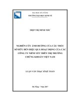 Nghiên cứu ảnh hưởng của cấu trúc sở hữu đến hiệu quả hoạt động của các công ty niêm yết trên thị trường chứng khoán việt nam 
