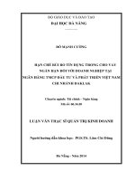 Hạn chế rủi ro tín dụng trong cho vay ngắn hạn đối với doanh nghiệp tại ngân hàng TMCP đầu tư và phát triển việt nam   chi nhánh đăk lăk 