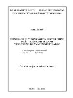 Chính sách huy động nguồn lực tài chính phát triển kinh tế xanh vùng trung du và miền núi phía bắc (tt) 