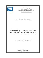 Nghiên cứu sự vận dụng chính sách kế toán tại công ty TNHH việt đức 