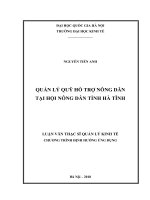 Quản lý quỹ hỗ trợ nông dân tại hội nông dân tỉnh hà tĩnh 