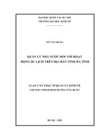 Quản lý nhà nước đối với hoạt động du lịch trên địa bàn tỉnh hà tĩnh
