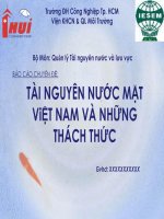 Báo cáo chuyên đề tài nguyên nước mặt việt nam và những thách thức – trường đh công nghiệp tp  HCM 