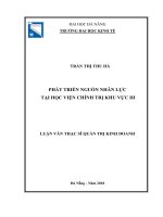 Phát triển nguồn nhân lực tại học viện chính trị khu vực III 