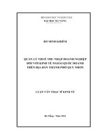 Quản lý thuế thu nhập doanh nghiệp đối với kinh tế ngoài quốc doanh trên địa bàn thành phố quy nhơn 