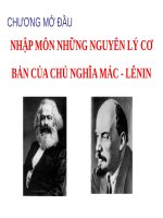 Chuong Mở Đầu NHẬP MÔN NHỮNG NGUYÊN LÝ CƠ BẢN CỦA CHỦ NGHĨA MÁC  LÊNIN