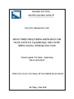 Hoàn thiện hoạt động kiểm soát chi ngân sách xã tại kho bạc nhà nước đông giang, tỉnh quảng nam 