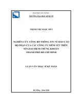 Nghiên cứu công bố thông tin về báo cáo bộ phận của các công ty niêm yết trên sở giao dịch chứng khoán thành phố hồ chí minh 