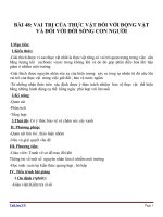 Giáo án Sinh học 6 bài 48: Vai trò của thực vật và động vật đối với đời sống con người