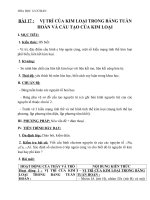 Giáo án Hóa học 12 bài 17: Vị trí của kim loại trong bảng tuần hoàn và cấu tạo của kim loại