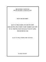 Quản lý hoạt động tổ chuyên môn theo hướng phát triển nghề nghiệp giáo viên ở các trường mầm non Quận Nam Từ Liêm, Thành phố Hà Nội (Luận văn thạc sĩ)