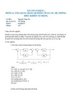 PHẦN A: ỨNG DỤNG MATLAB PHÂN TÍCH CÁC HỆ THỐNG  ĐIỀU KHIỂN TỰ ĐỘNG