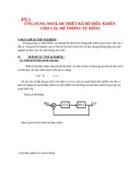 ỨNG DỤNG MATLAB THIẾT KẾ BỘ ĐIỀU KHIỂN  CHO CÁC HỆ THỐNG TỰ ĐỘNG
