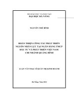 Hoàn thiện công tác phát triển nguồn nhân lực tại ngân hàng TMCP đầu tư và phát triển việt nam chi nhánh quảng bình 