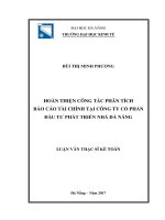 Hoàn thiện công tác phân tích báo cáo tài chính tại công ty cổ phần đầu tư phát triển nhà đà nẵng 
