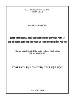 Quyền tham gia đại diện, bào chữa của trợ giúp viên pháp lý cho đối tượng được trợ giúp pháp lý   qua thực tiễn tỉnh phú thọ