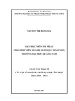 Dạy học môn âm nhạc cho sinh viên ngành Giáo dục mầm non, Trường Đại học Quảng Nam (Luận văn thạc sĩ)
