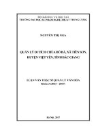 Quản lý di tích chùa Bổ Đà, xã Tiên Sơn, huyện Việt Yên, tỉnh Bắc Giang (Luận văn thạc sĩ)