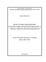 Di sản văn hóa Thái ở bản Bon, xã Mường Chiên, huyện Quỳnh Nhai (Sơn La) với phát triển du lịch lòng hồ Sông Đà (Luận văn thạc sĩ)