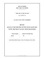 Luận văn tốt nghiệp : Quản lý chi thường xuyên ngân sách nhà nước thị trấn Vạn Hà, tỉnh Thanh Hóa