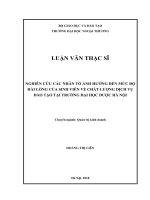 Nghiên cứu các nhân tố ảnh hưởng đến mức độ hài lòng của sinh viên về chất lượng dịch vụ đào tạo tại Trường Đại học Dược Hà Nội (Luận văn thạc sĩ)