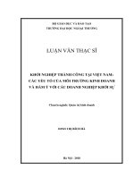 Khởi nghiệp thành công tại Việt Nam: Các yếu tố của môi trường kinh doanh và hàm ý với các doanh nghiệp khởi sự (Luận văn thạc sĩ)