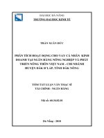 tóm tắt phân tích hoạt động cho vay cá nhân kinh doanh tại ngân hàng nông nghiệp và phát triển nông thôn việt nam  chi nhánh huyện đăk r’lấp, tỉnh đăk nông