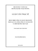 Hoàn thiện công tác quản trị nguồn nhân lực của Tổng công ty Tài nguyên và Môi trƣờng Việt Nam (Luận văn thạc sĩ)