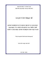 KINH NGHIỆM XUẤT KHẨU DỊCH VỤ GIÁO DỤC ĐẠI HỌC CỦA MỘT SỐ QUỐC GIA TRÊN THẾ GIỚI VÀ BÀI HỌC KINH NGHIỆM CHO VIỆT NAM