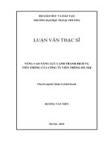 Nâng cao năng lực cạnh tranh dịch vụ viễn thông của Công ty Viễn thông Hà Nội (Luận văn thạc sĩ)