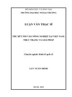 Thu hút FDI vào nông nghiệp tại Việt Nam Thực trạng và giải pháp (Luận văn thạc sĩ)