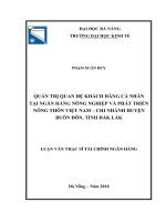 Quản trị quan hệ khách hàng cá nhân tại ngân hàng nông nghiệp và phát triển nông thôn việt nam – chi nhánh huyện buôn đôn, tỉnh đắk lắk