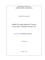 Nghiên cứu kinh nghiệm xử lý nợ xấu ở các nước và bài học cho Việt Nam (Luận văn thạc sĩ)