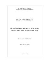 Cải thiện môi trường đầu tư nước ngoài tại Bắc Ninh: Thực trạng và giải pháp (Luận văn thạc sĩ)