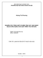 tóm tắt luận án nghiên cứu tổng hợp và biến tính vật liệu nano silica ứng dụng cho quá trình thu hồi dầu