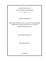 Hoạt động sáp nhập và mua lại của các doanh nghiệp Trung Quốc tại một số nước Châu Âu và gợi ý chính sách cho Việt Nam (Luận văn thạc sĩ)
