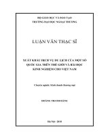 Xuất khẩu dịch vụ du lịch của một số quốc gia trên thế giới và bài học kinh nghiệm cho Việt Nam (Luận văn thạc sĩ)