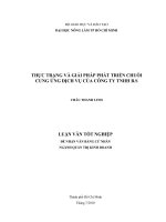 THỰC TRẠNG VÀ GIẢI PHÁP PHÁT TRIỂN CHUỖI CUNG ỨNG DỊCH VỤ CỦA CÔNG TY TNHH B.S