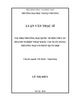 Tài trợ thương mại quốc tế đối với các doanh nghiệp nhập khẩu tại Ngân hàng thương mại cổ phần Quân Đội (Luận văn thạc sĩ)