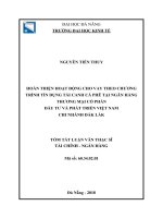 Hoàn thiện hoạt động cho vay theo chương trình tín dụng tái canh cà phê tại ngân hàng thương mại cổ phần đầu tư và phát triển việt nam – chi nhánh đắk lắk tóm tắt