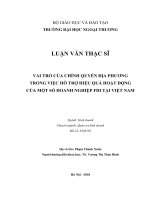 Vai Trò Của Chính Quyền Địa Phương Trong Việc Hỗ Trợ Hiệu Quả Hoạt Động Của Một Số Doanh Nghiệp FDI Tại Việt Nam (Luận văn thạc sĩ)
