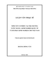 Niêm yết cổ phiếu tại thị trường nước ngoài – Kinh nghiệm quốc tế và bài học kinh nghiệm cho Việt Nam (Luận văn thạc sĩ)