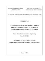 TÓM tắt LUẬN án TIẾNG ANH ước lượng tư thế vệ tinh nhỏ quan sát trái đất bằng việc hợp nhất hóa dữ liệu của cảm b 