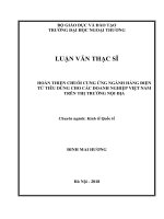 Hoàn thiện chuỗi cung ứng ngành hàng điện tử tiêu dùng cho các doanh nghiệp Việt Nam trên thị trường nội địa (Luận văn thạc sĩ)