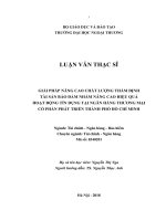 Giải pháp nâng cao chất lượng thẩm định tài sản bảo đảm nhằm nâng cao hiệu quả hoạt động tín dụng tại Ngân hàng thƣơng mại cổ phần Phát triển Tp Hồ Chí Minh (Luận văn thạc sĩ)