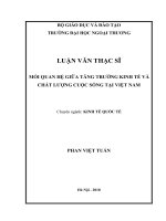 Mối quan hệ giữa tăng trưởng kinh tế và chất lượng cuộc sống tại Việt Nam (Luận văn thạc sĩ)